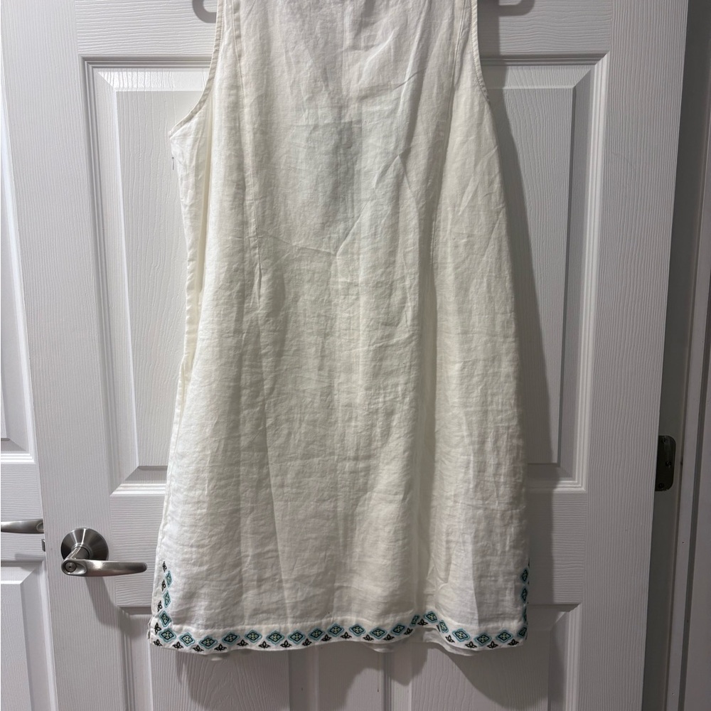 J. Jill White sleeveless dress with Blue & brown Embroidery - Picture 3 of 14